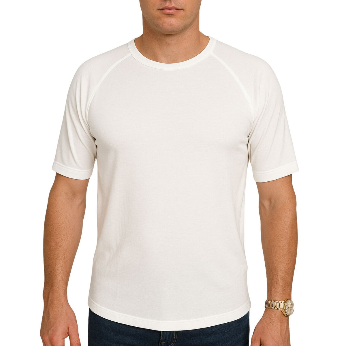 Mens Merino Wool Blend Thermal Top Short Sleeve Base Layer Warm - Natural - L