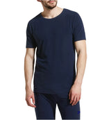 Mens Thermal Short Sleeve Top Cotton Blend Baselayer Underwear T Shirt - Navy - XL