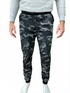 Mens Camouflage Track Pants Fleece Lined Jogger Camo Sweatpants Trackies - Black/Grey - Small/Medium (28""-32"")