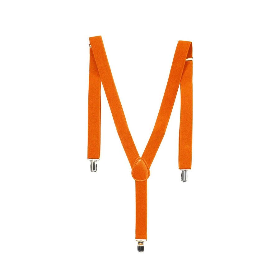 Mens Suspenders Braces Adjustable Strong Clip On Elastic Formal Wedding Slim - Fluro Orange