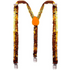 Mens Suspenders Braces Adjustable Strong Clip On Elastic Formal Wedding Slim - Orange (Sequin)