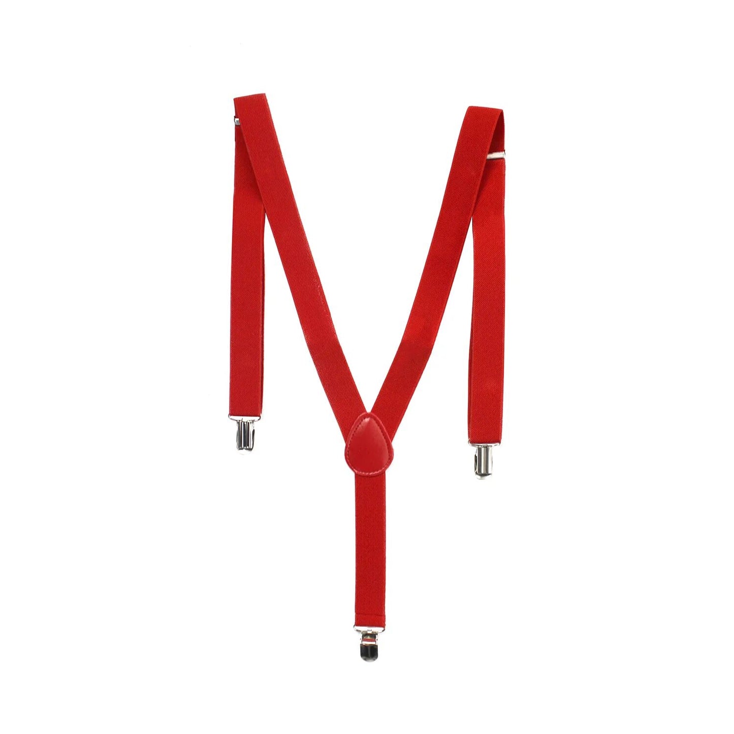 Mens Suspenders Braces Adjustable Strong Clip On Elastic Formal Wedding Slim - Red