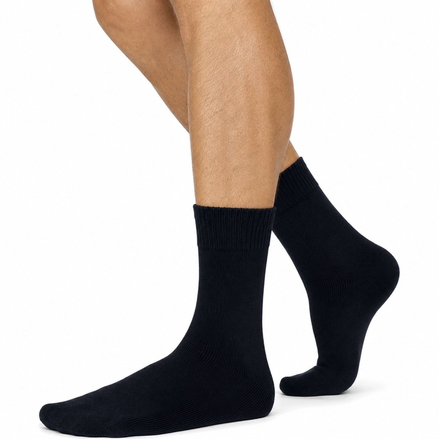 Merino Wool Mens Thermal Diabetic Socks Loose Top Circulation 1 Pair - Navy - 7-11