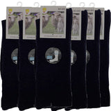 Merino Wool Mens Thermal Diabetic Socks Loose Top Circulation 6 Pairs - Navy - 7-11