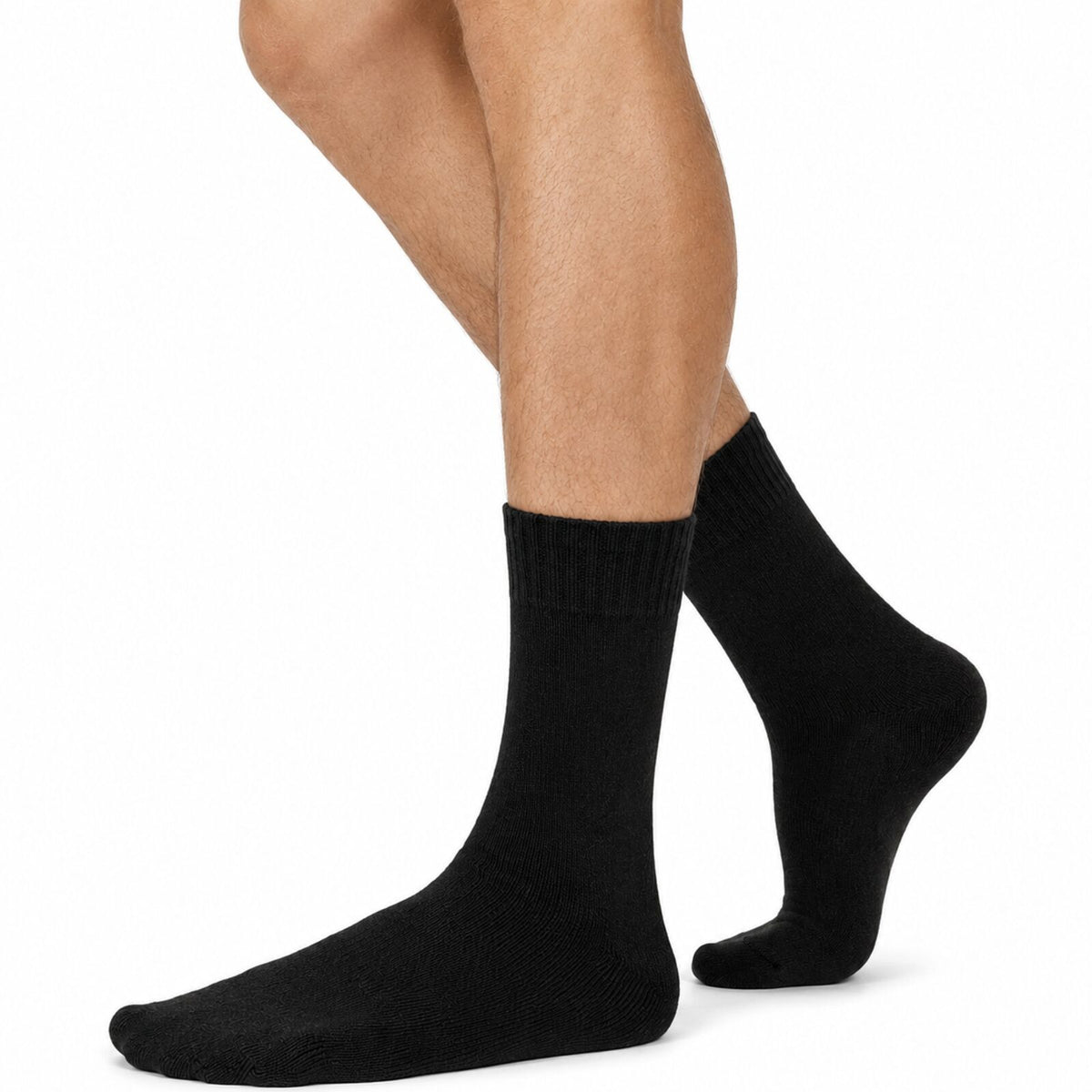 Merino Wool Mens Thermal Diabetic Socks Loose Top Circulation 1 Pair - Black - 2-8