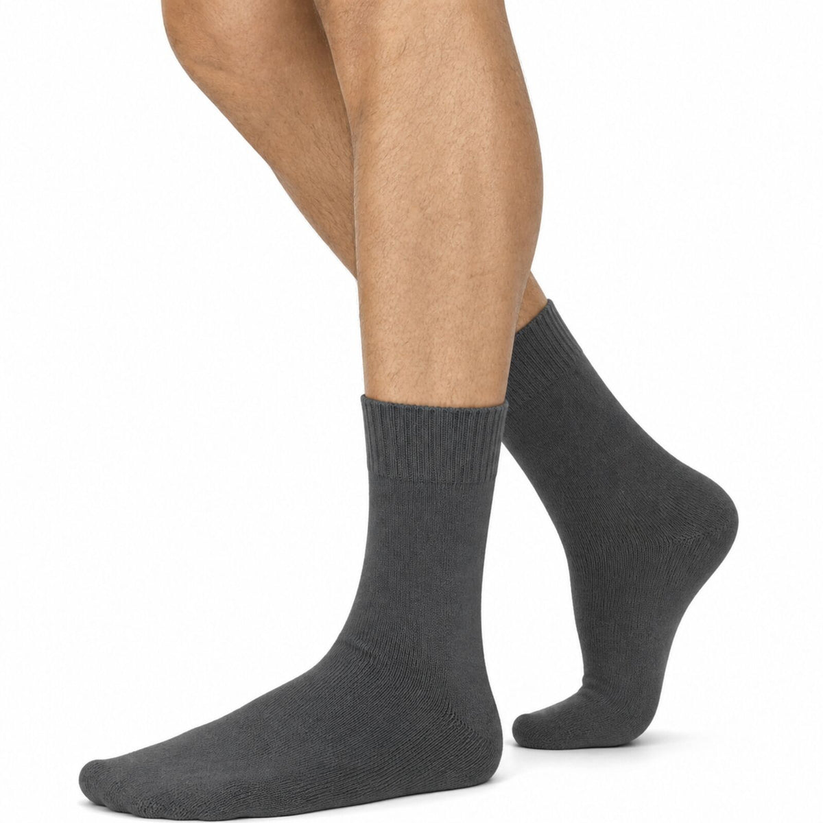 Merino Wool Mens Thermal Diabetic Socks Loose Top Circulation 1 Pair - Grey - 2-8