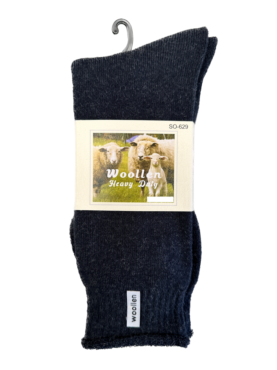 1 Pair Premium Mens Wool Heavy Duty Thick Work Socks Cushion Woolen - Navy - 7-11