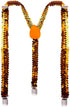 SEQUIN SUSPENDERS Unisex Adjustable Braces Clip On Elastic Y-Back  - Orange