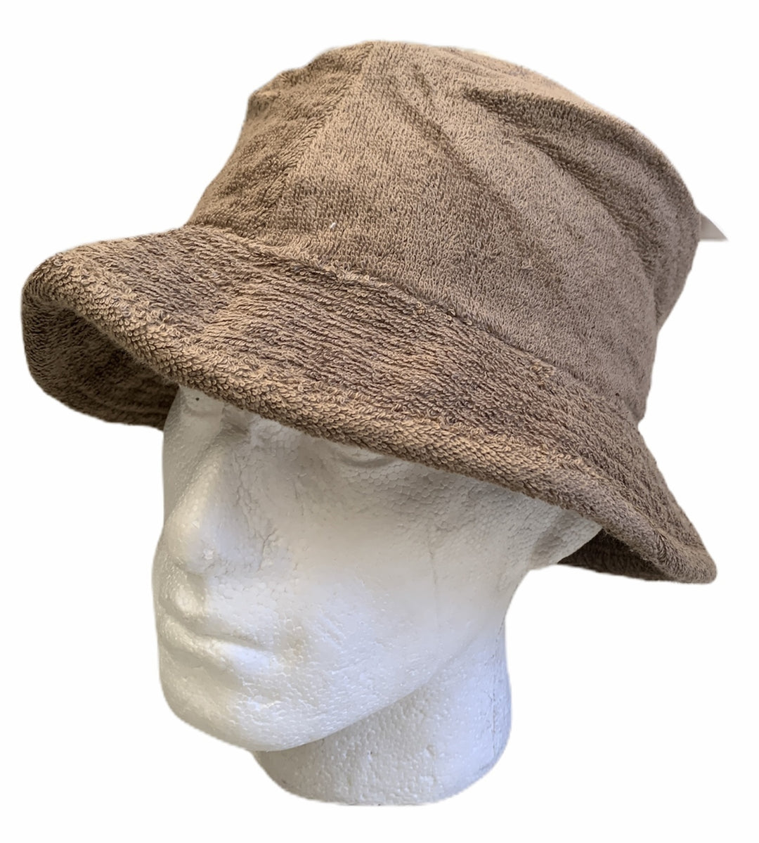 Stingy Brim Terry Towelling Bucket Hat Daggy Fishing Camping Lad Cap 100% COTTON - Khaki - L/XL