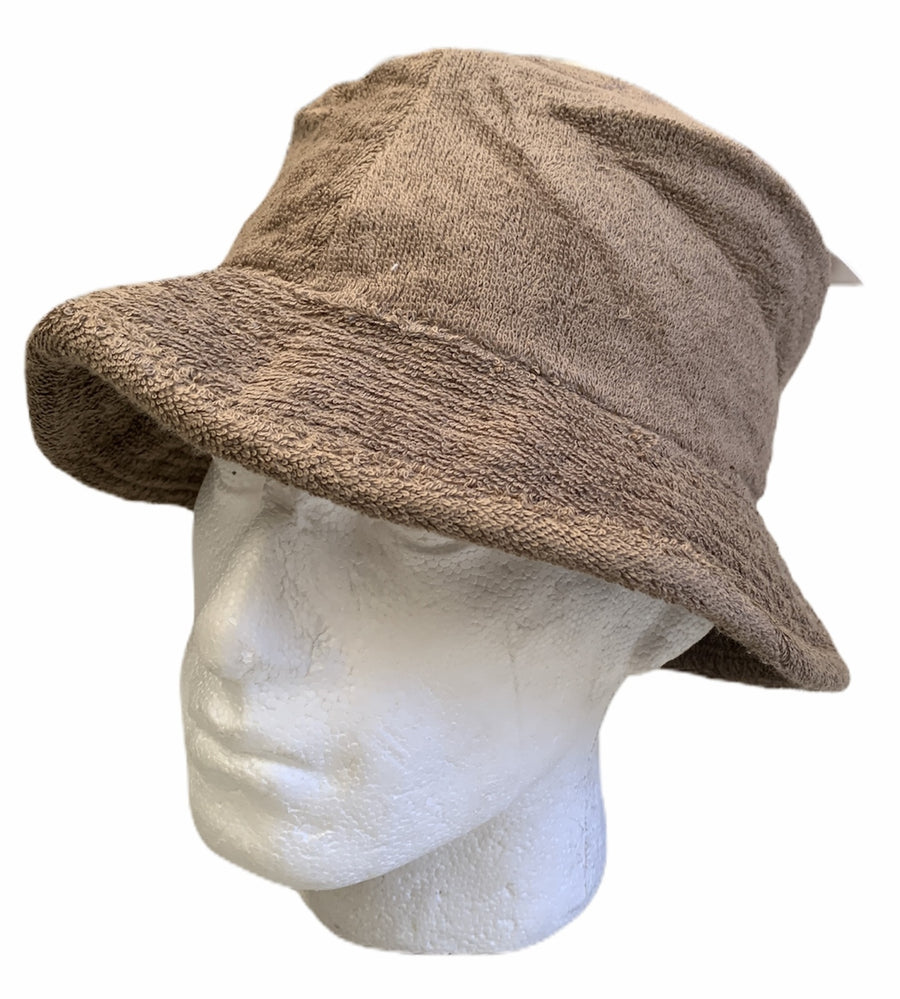 Stingy Brim Terry Towelling Bucket Hat Daggy Fishing Camping Lad Cap 100% COTTON - Khaki - L/XL