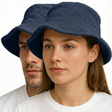 Stingy Brim Terry Towelling Bucket Hat Daggy Fishing Camping Lad Cap 100% COTTON - Navy Blue
