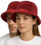 Stingy Brim Terry Towelling Bucket Hat Daggy Fishing Camping Lad Cap 100% COTTON - Red