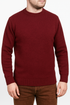 100% SHETLAND RAGG WOOL CREW Round Neck Knit JUMPER Pullover Mens Sweater Knitted - Burgundy - M