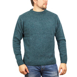 100% SHETLAND RAGG WOOL CREW Round Neck Knit JUMPER Pullover Mens Sweater Knitted - Sherwood - XXL