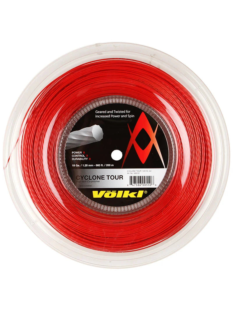 VÃ¶lkl Cyclone Tour 200m Reel Tennis Racquet Strings 18g / 1.20mm - Red