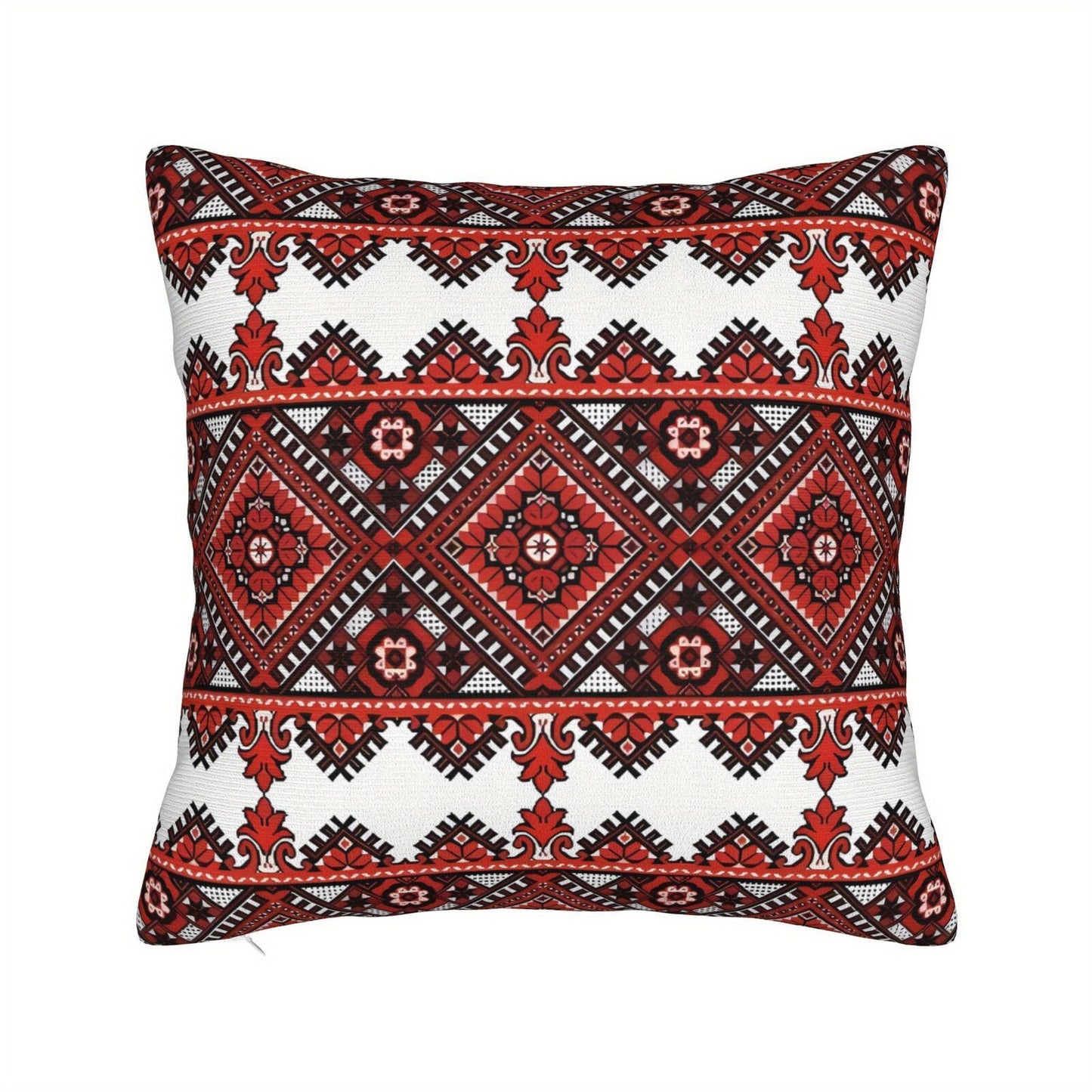 Ukrainian Square Cushion Pillow Cover – Traditional Print Folk w/ Zipper (45x45cm)