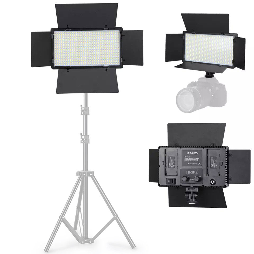 HridZ U800 LED Video Light – Dimmable Bi-Color 2500K-8500K Panel, Remote-Controlled, for Photography, YouTube, Vlogging, and Video Recording with AU Plug Power Adapter