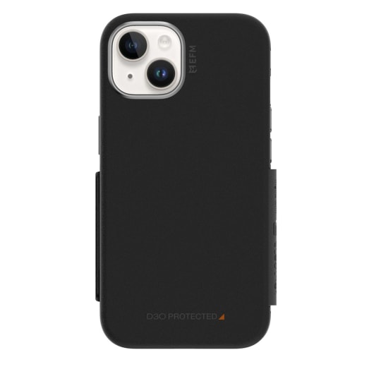 EFM Monaco Case Armour with ELeather and D3O 5G Signal Plus Technology For iPhone 13 (6.1")/iPhone 14 (6.1") - Black / S