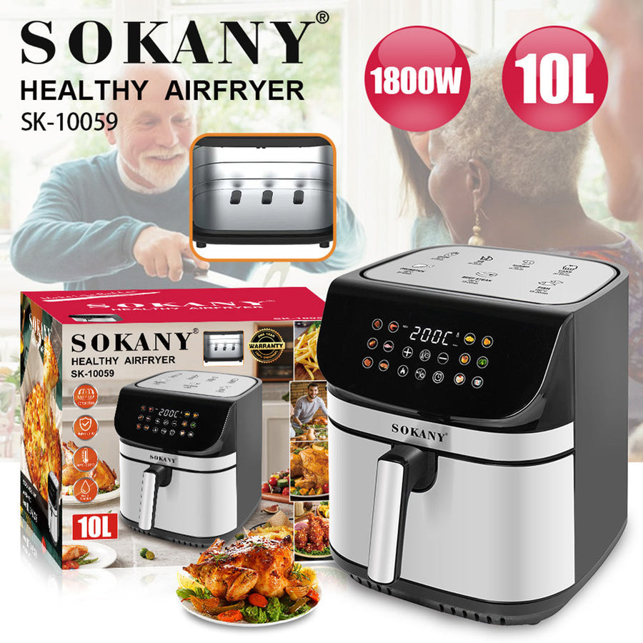 Sokany 10L Digital Air Fryer  1800W High-Power Cooking