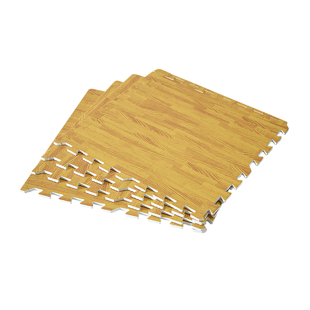 12 Tile EVA Interlocking Gym Floor Mats Wood Colour for Home Yoga