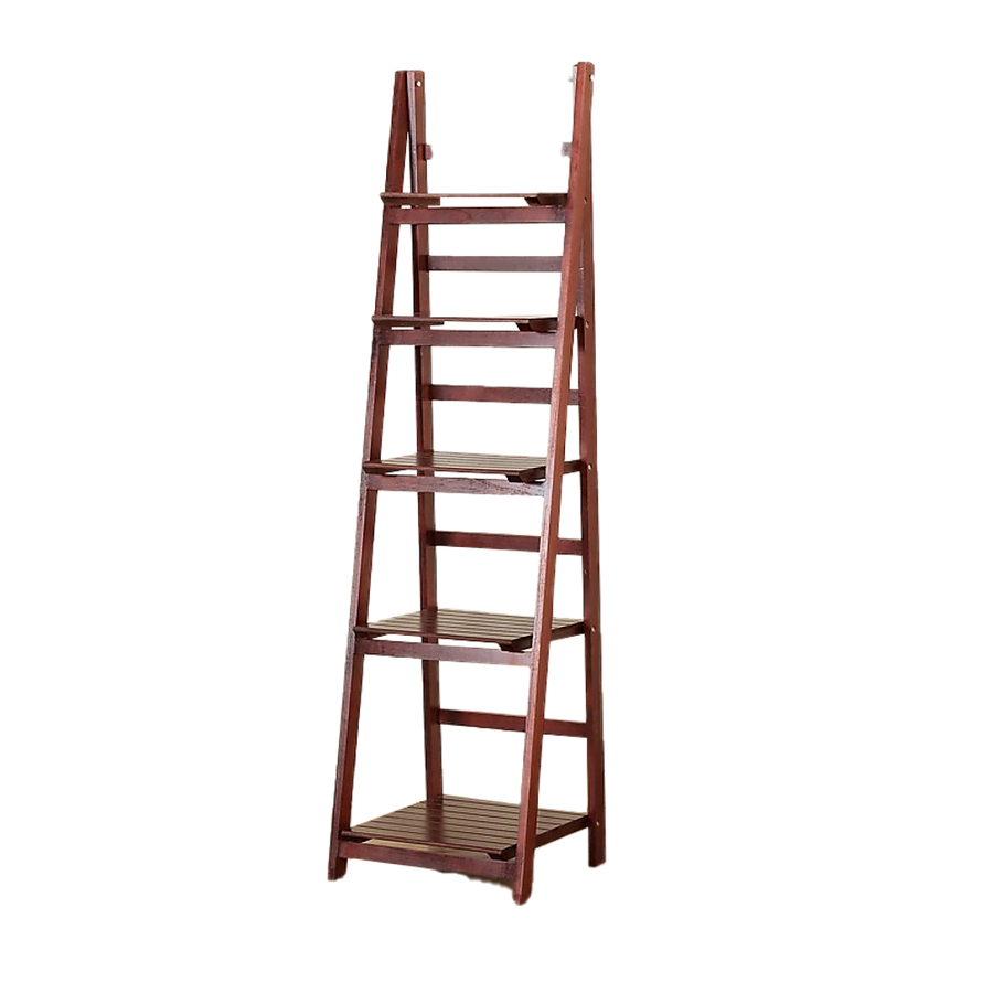 5 Tier Wooden Ladder Shelf Stand Storage Book Shelves Shelving Display Rack