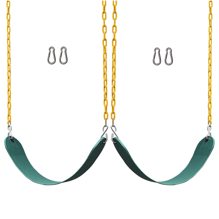 2 Pack Swings Seats Heavy Duty 66" Chain Plastic Coated Playground Swing