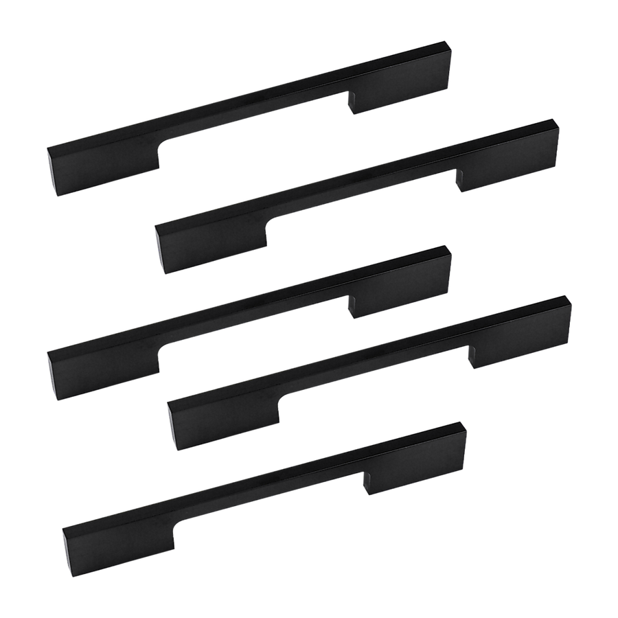 5 x 128mm Kitchen Handle Cabinet Cupboard Door Drawer Handles square Black furniture pulls