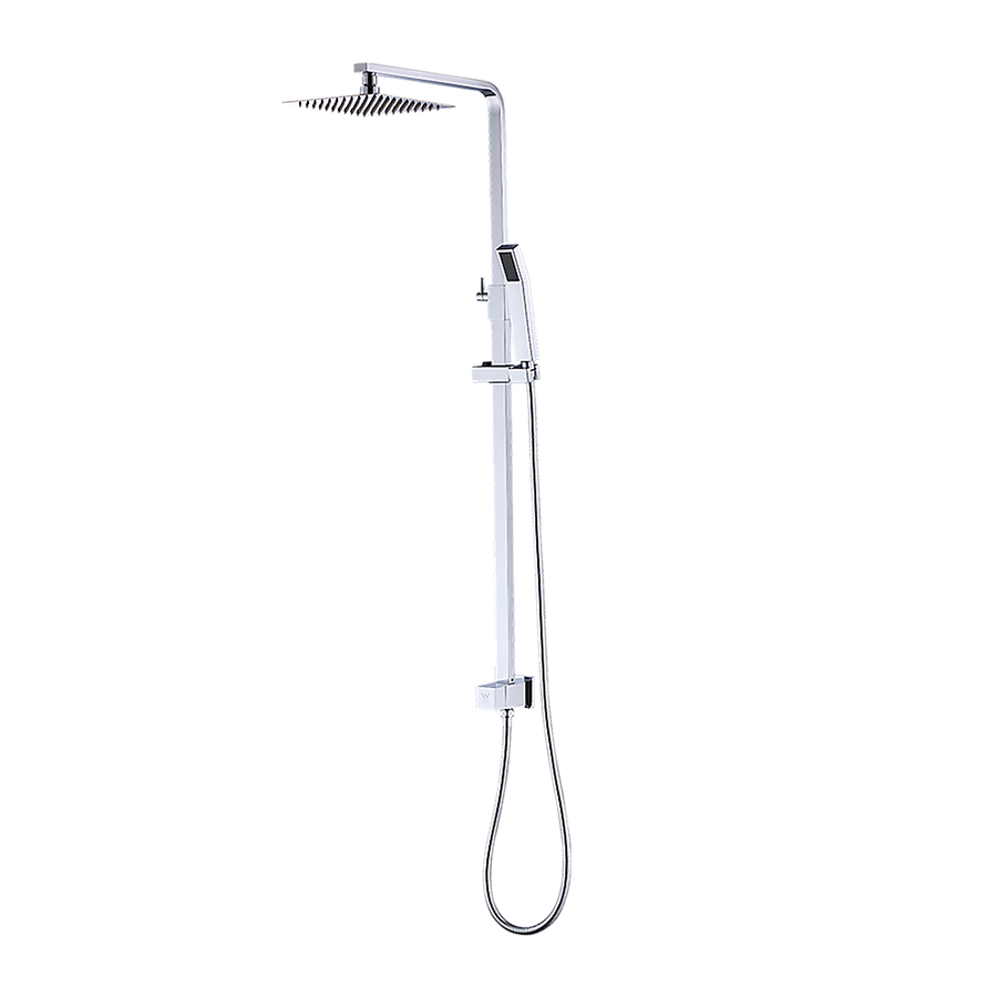 WELS 8" Rain Shower Head Set Square Dual Heads Faucet High Pressure With Mixer