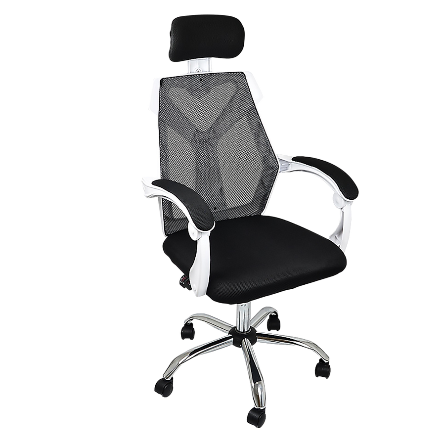 Office Chair – Ergonomic Mesh Back Computer Desk White Chair with Padded Foam Seat