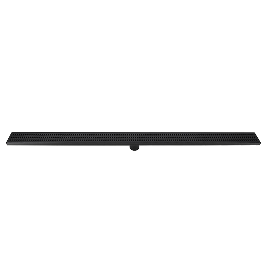 1200mm Bathroom Shower Black Grate Drain w/Centre outlet Floor Waste Square Pattern