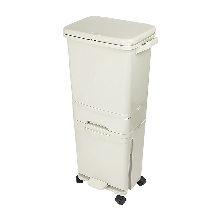 42L Rubbish Bin Waste Trash Can Pedal Recycling Kitchen Wheel 2 Compartment