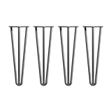 Set of 4 Industrial 3-Rod Retro Hairpin Table Legs 12mm Steel Bench Desk - 41cm Black