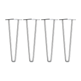 Set of 4 Chrome Retro Hairpin Table Legs 12mm Steel Bench Desk - 71cm