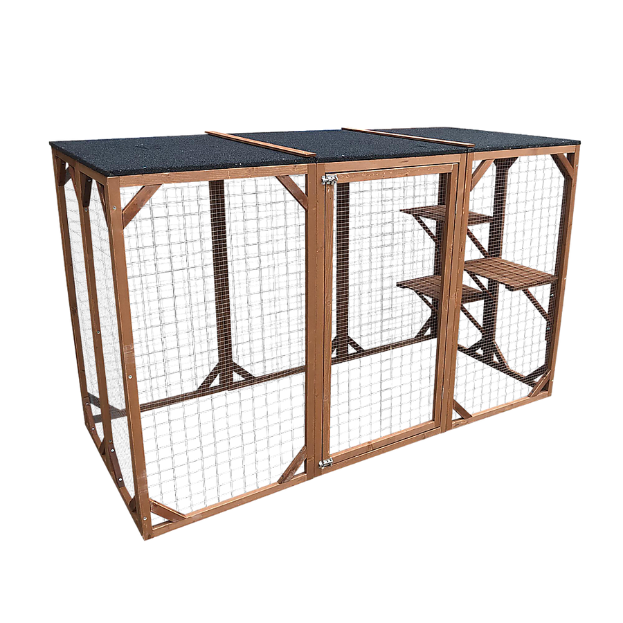 180cm Large Cat Enclosure Wooden Outdoor Cage with 3 Platforms