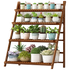 Plant Stand Outdoor Indoor Garden Wood Bamboo Shelf Folding 100CM Length