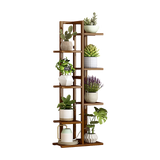 6 Tiers Vertical Bamboo Plant Stand Staged Flower Shelf Rack Outdoor Garden