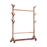 Portable Clothes Rack Coat Garment Stand Bamboo Rail Hanger Airer Closet