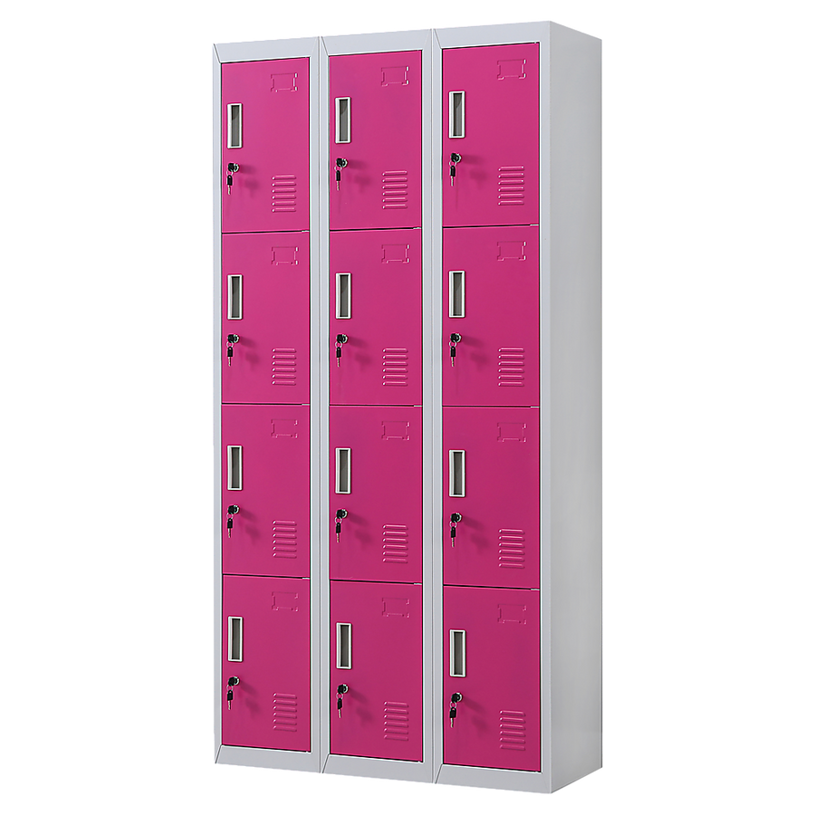 12-Door Locker for Office Gym Shed School Home Storage - Standard Lock with 2 Keys