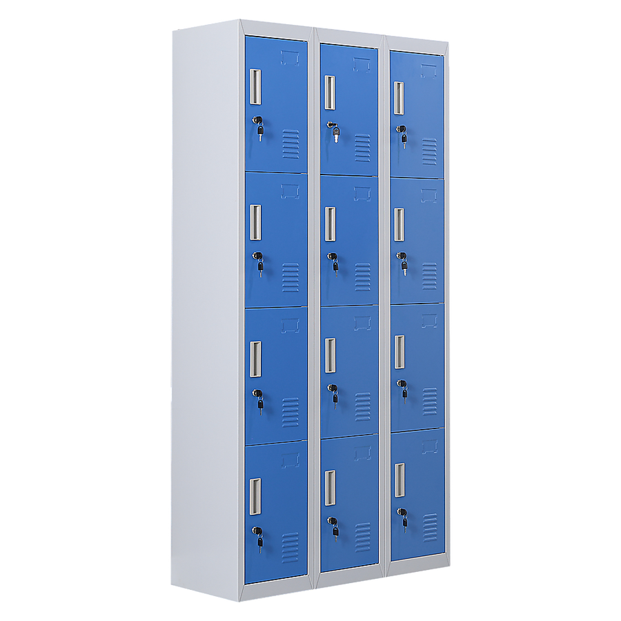 12-Door Locker for Office Gym Shed School Home Storage - Standard Lock with Keys