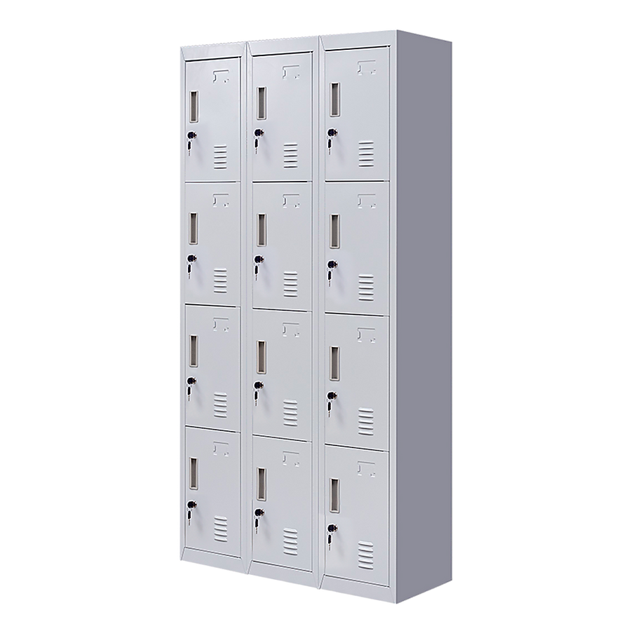 12-Door Locker for Office Gym Shed School Home Storage - Standard Lock with Keys