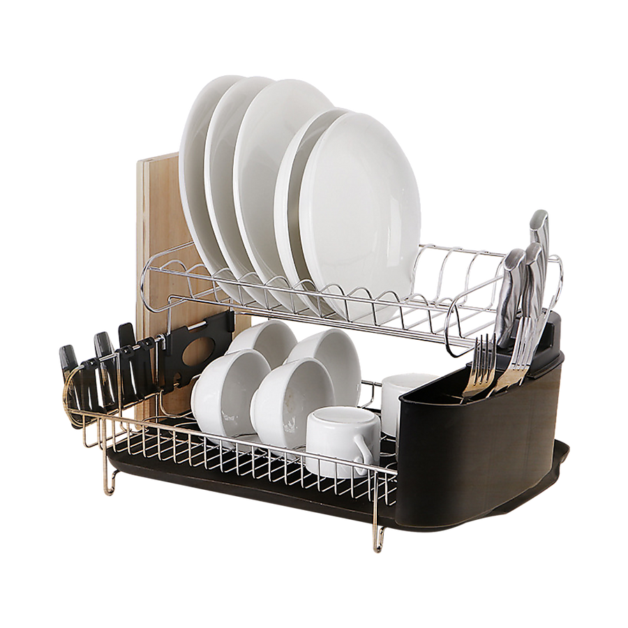 Dish Drying Rack Drainer Cup Plate Holder Cutlery Tray Kitchen Organiser