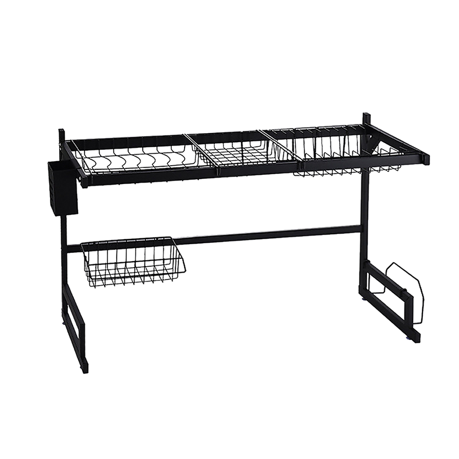 85cm Dish Drying Rack Drainer Over Sink Steel Cup Cutlery Organizer 2 Tier