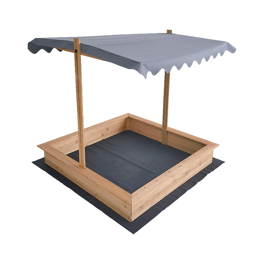 Kids Wooden Toy Sandpit with Adjustable Canopy