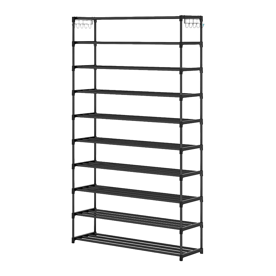 10 Tier Black Shoe Rack Metal Shoe Storage Organizer Rack 50-Pair Large Capacity