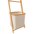 Wall Leaning Ladder Laundry Hamper with Towel Rack Clothes Storage Shelf Natural Wood