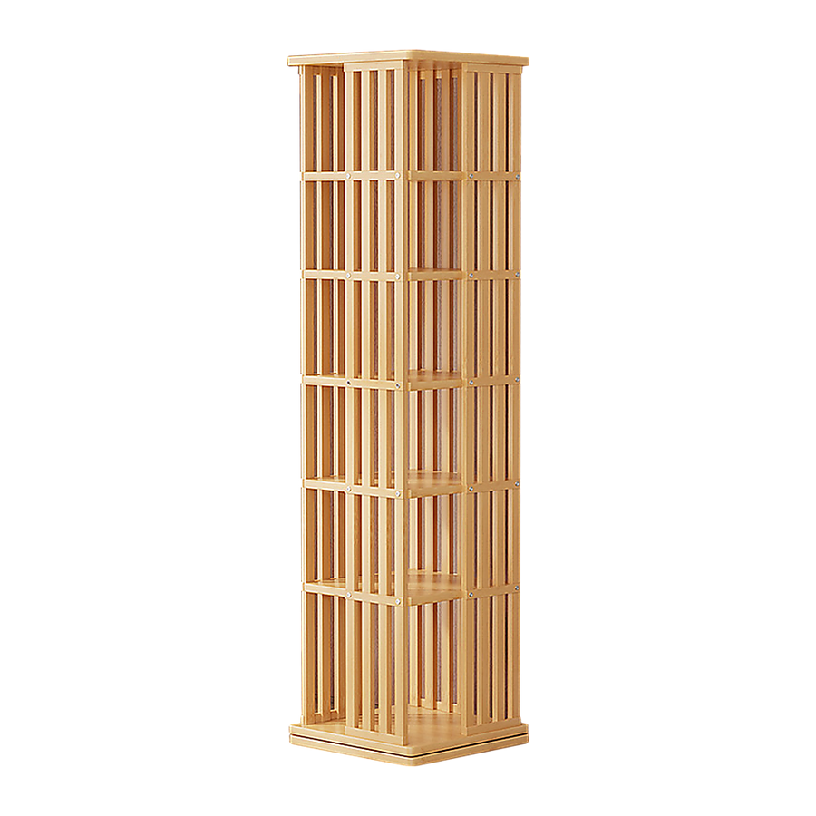 360 Rotating Bookshelf Bamboo Storage Display Rack Shelving in Wood
