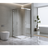 Adjustable 900x1100mm Double Sliding Door Glass Shower Screen in Chrome