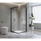Adjustable 900x900mm Double Sliding Door Glass Shower Screen in Black