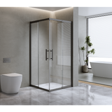 Adjustable 1000x1100mm Double Sliding Door Glass Shower Screen in Black