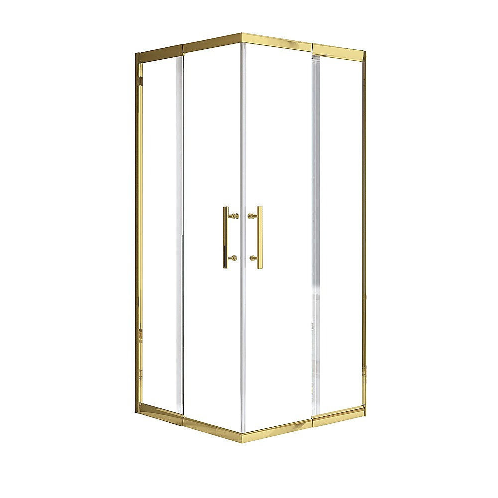 Adjustable 1000x900mm Double Sliding Door Glass Shower Screen in Gold